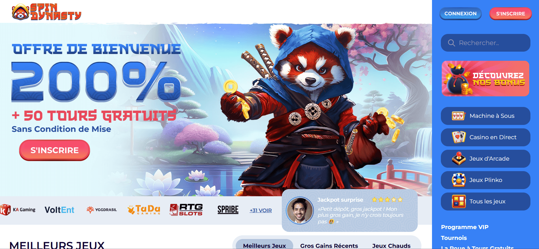Spin Dynasty meilleur casino en ligne sans wager